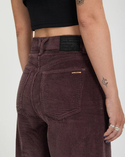 Volcom Women's Weellow II Corduroy Pants Raisin B1932601-RSN