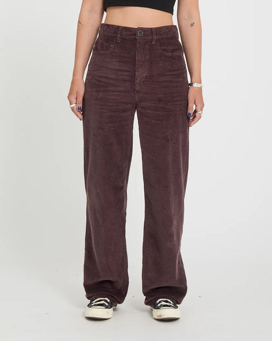 Volcom Women's Weellow II Corduroy Pants Raisin B1932601-RSN