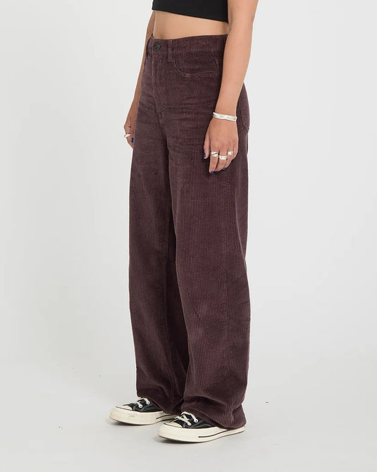Volcom Women's Weellow II Corduroy Pants Raisin B1932601-RSN