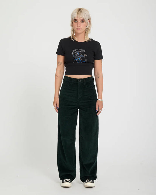 Volcom Women's Weellow II Corduroy Pants Scarab B1932601-SCB