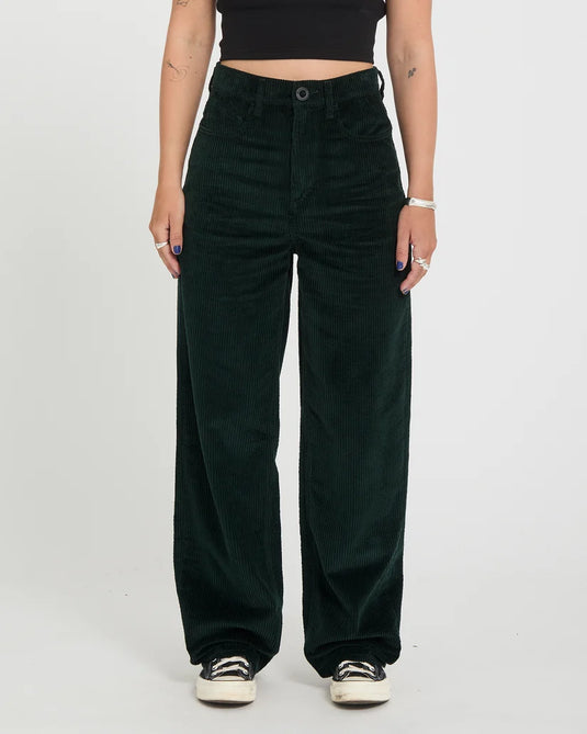 Volcom Women's Weellow II Corduroy Pants Scarab B1932601-SCB