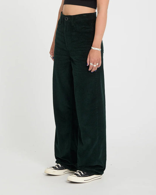 Volcom Women's Weellow II Corduroy Pants Scarab B1932601-SCB