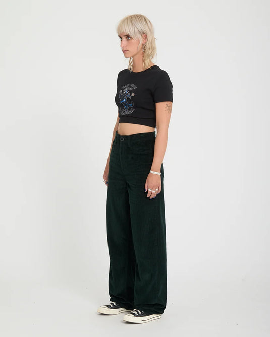 Volcom Women's Weellow II Corduroy Pants Scarab B1932601-SCB