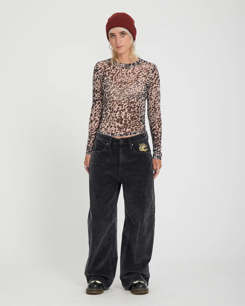 Load image into Gallery viewer, Volcom Women's Ozzy Corduroy Trousers Light Acid Black B1932603-LAB
