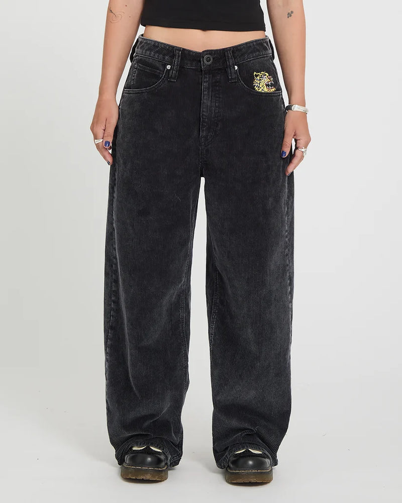 Load image into Gallery viewer, Volcom Women's Ozzy Corduroy Trousers Light Acid Black B1932603-LAB
