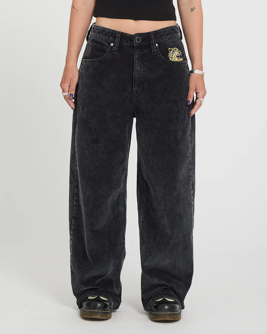 Volcom Women's Ozzy Corduroy Trousers Light Acid Black B1932603-LAB