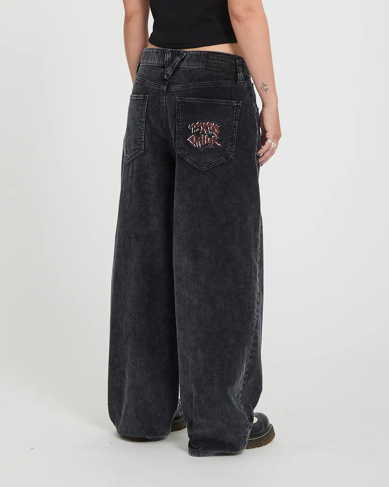 Load image into Gallery viewer, Volcom Women's Ozzy Corduroy Trousers Light Acid Black B1932603-LAB
