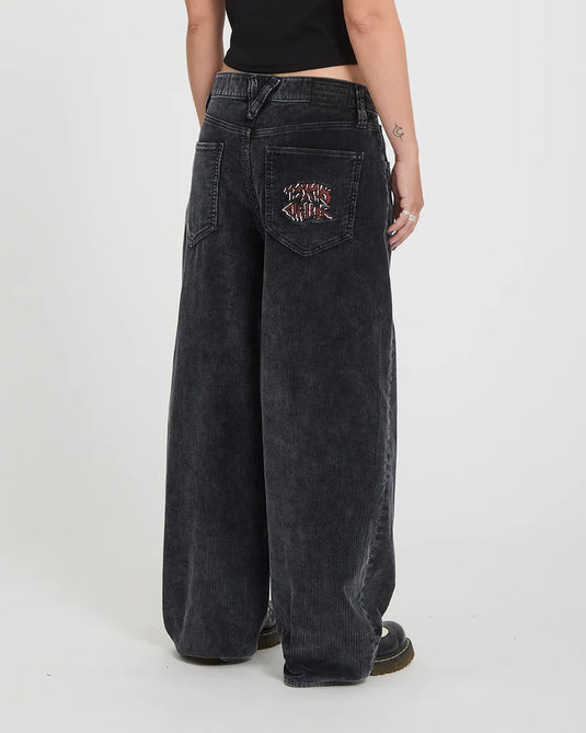 Volcom Women's Ozzy Corduroy Trousers Light Acid Black B1932603-LAB