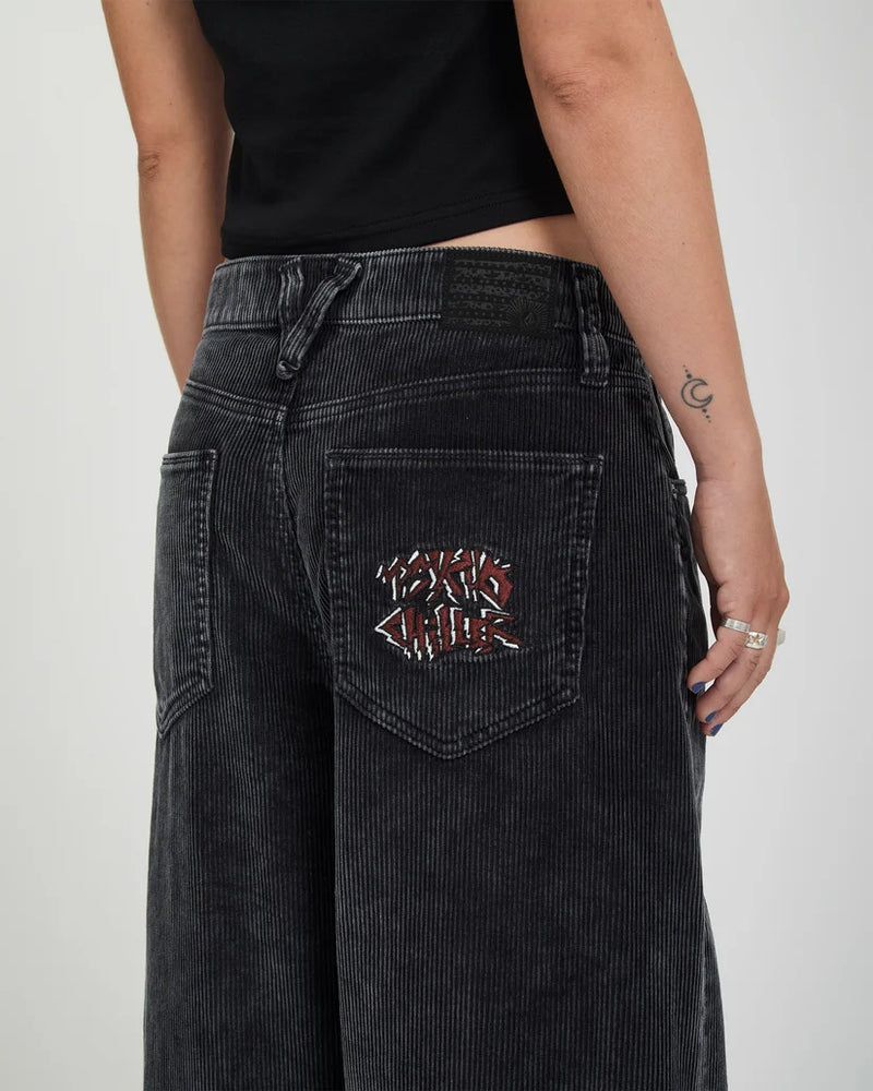 Load image into Gallery viewer, Volcom Women's Ozzy Corduroy Trousers Light Acid Black B1932603-LAB
