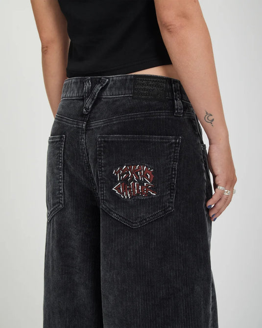 Volcom Women's Ozzy Corduroy Trousers Light Acid Black B1932603-LAB