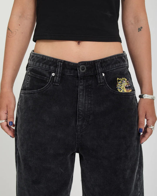 Volcom Women's Ozzy Corduroy Trousers Light Acid Black B1932603-LAB