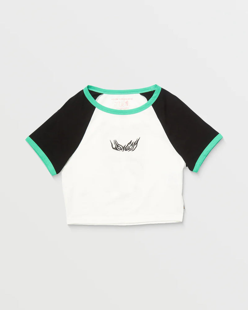 Load image into Gallery viewer, Volcom Women&#39;s Alix 2 T-Shirt Black/White B3512506_BWH
