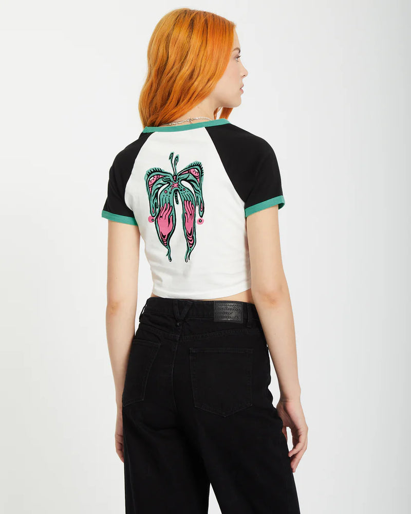 Load image into Gallery viewer, Volcom Women&#39;s Alix 2 T-Shirt Black/White B3512506_BWH
