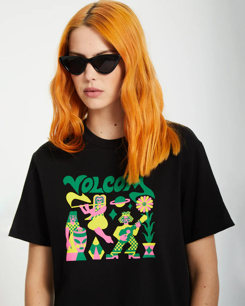 Load image into Gallery viewer, Volcom Women&#39;s Radical Daze Up T-Shirt Black B3512514_BLK
