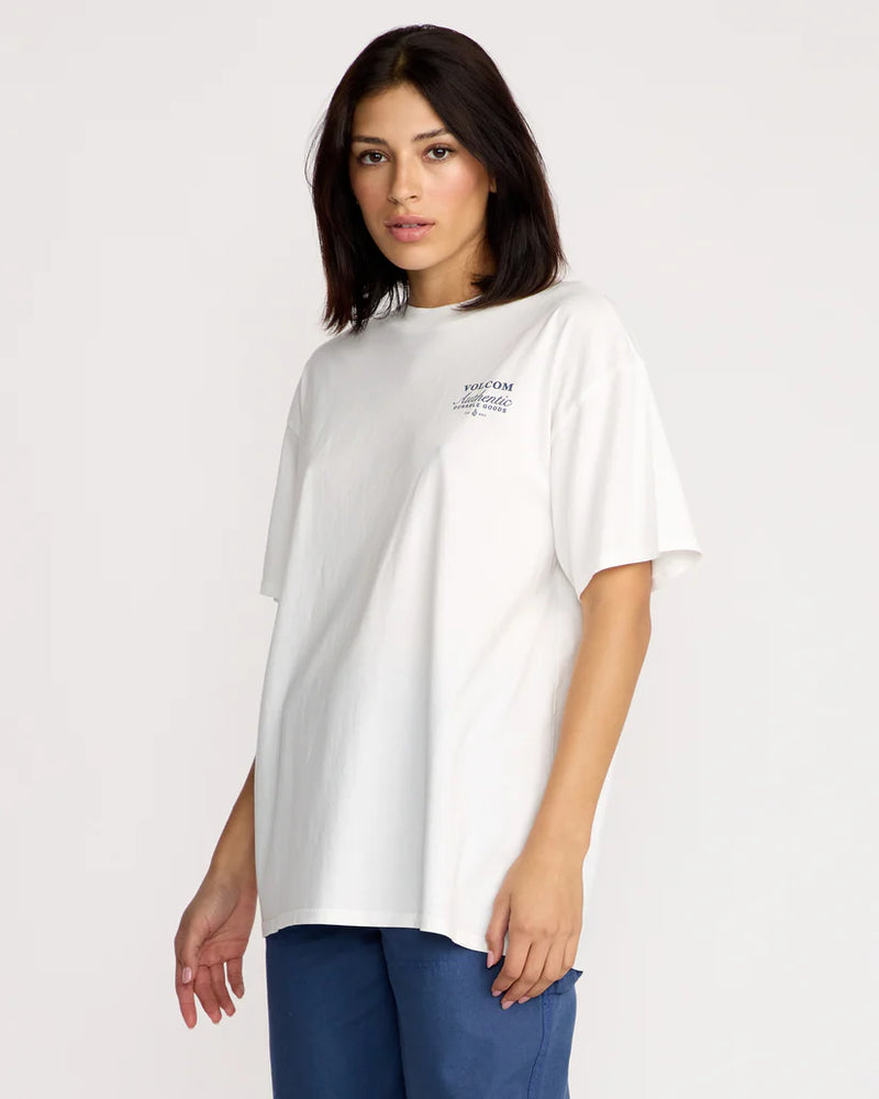 Load image into Gallery viewer, Volcom Womens&#39; Stones Throw T-Shirt Star White B3532502_SWH
