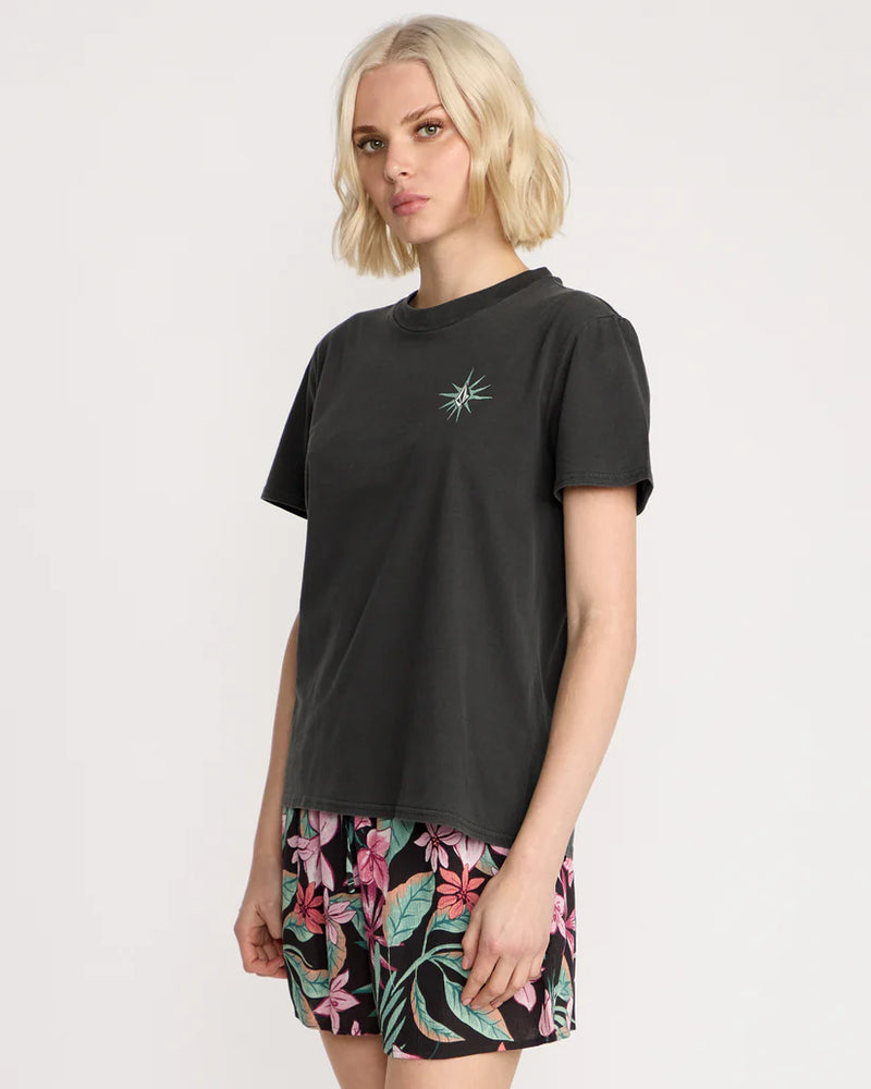 Load image into Gallery viewer, Volcom Womens' Lock It Up T-Shirt Vintage Black B3532504_VBK
