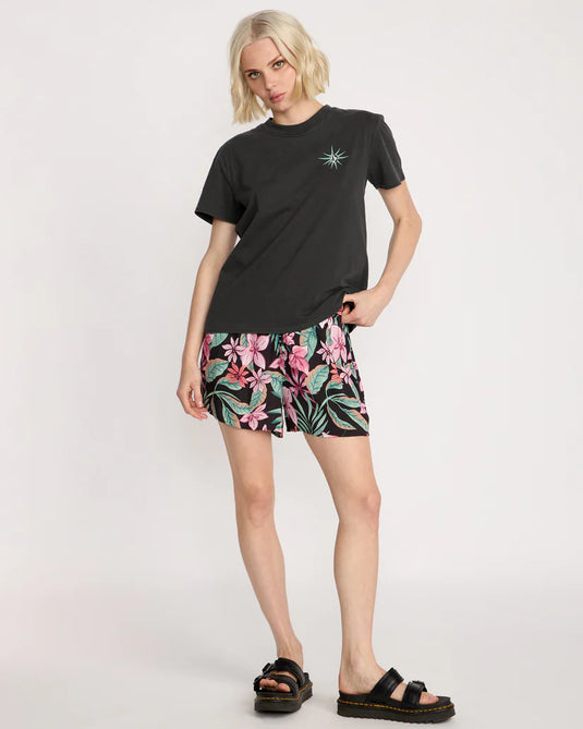 Volcom Womens' Lock It Up T-Shirt Vintage Black B3532504_VBK