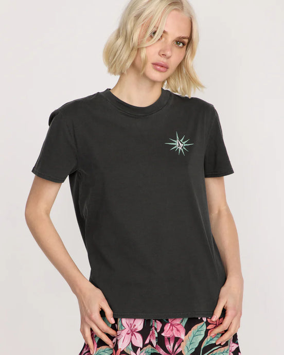 Volcom Womens' Lock It Up T-Shirt Vintage Black B3532504_VBK