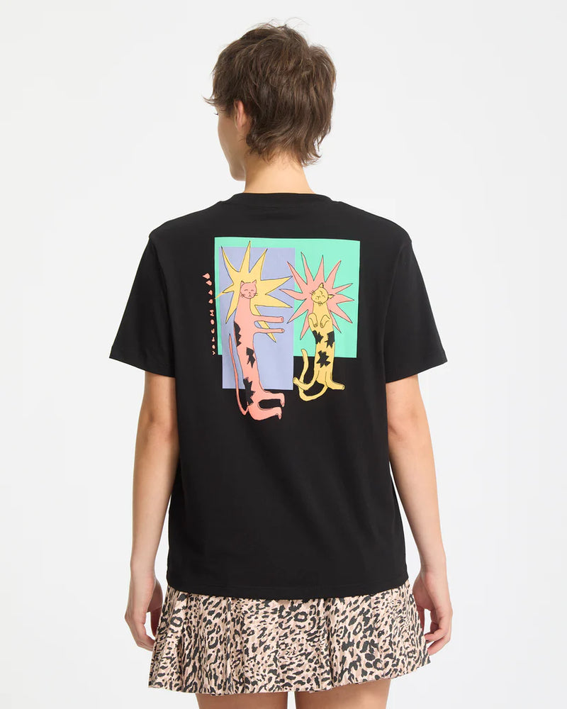 Load image into Gallery viewer, Volcom Women&#39;s Radical Daze Up T-Shirt Black B3532508-BLK
