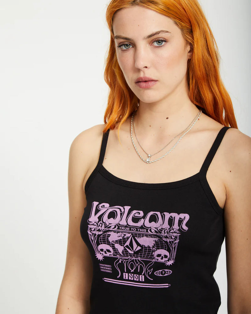 Load image into Gallery viewer, Volcom Women&#39;s 1991 Strappy Tank Top Black B4512504_BLK
