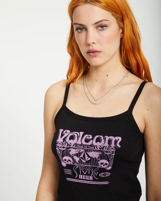 Volcom Women's 1991 Strappy Tank Top Black B4512504_BLK
