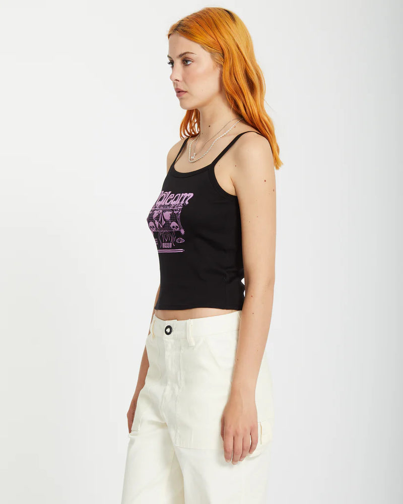 Load image into Gallery viewer, Volcom Women&#39;s 1991 Strappy Tank Top Black B4512504_BLK
