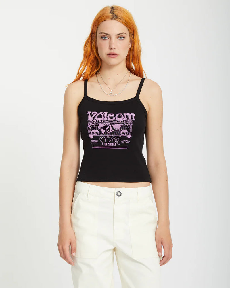 Load image into Gallery viewer, Volcom Women&#39;s 1991 Strappy Tank Top Black B4512504_BLK
