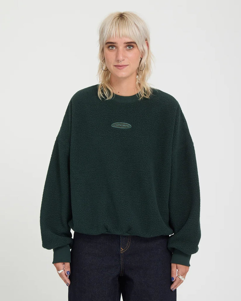 Load image into Gallery viewer, Volcom Women's Piou Sherpa Sweatshirt Scarab B4632604-SCB
