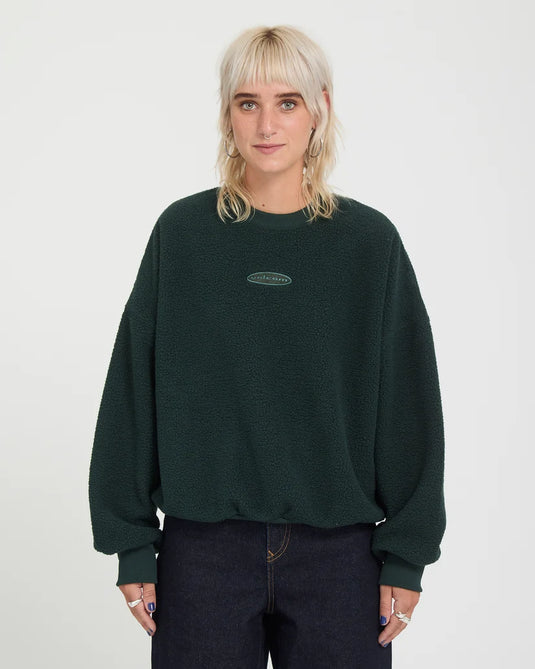 Volcom Women's Piou Sherpa Sweatshirt Scarab B4632604-SCB