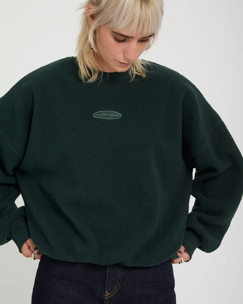 Load image into Gallery viewer, Volcom Women's Piou Sherpa Sweatshirt Scarab B4632604-SCB
