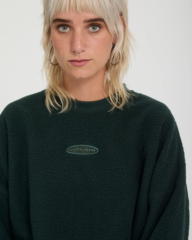 Load image into Gallery viewer, Volcom Women's Piou Sherpa Sweatshirt Scarab B4632604-SCB
