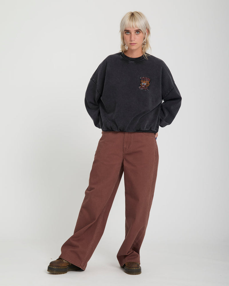 Load image into Gallery viewer, Volcom Women's Ozzy Sweatshirt Vintage Black B4632605-VBK
