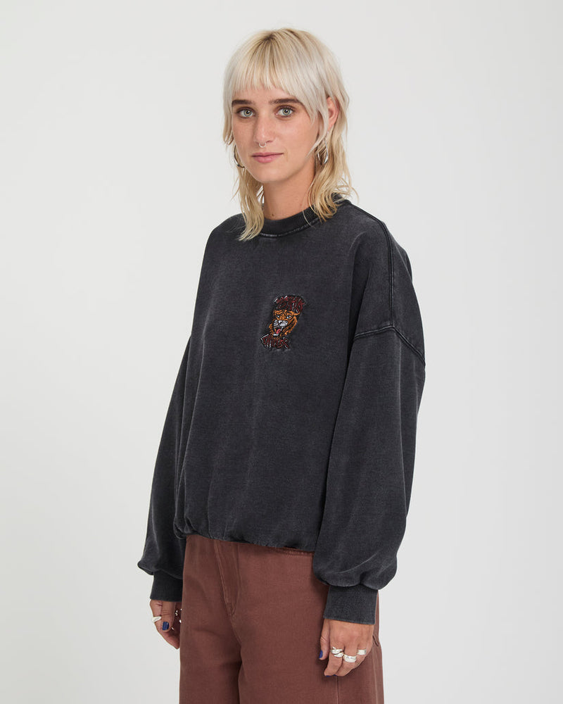 Load image into Gallery viewer, Volcom Women's Ozzy Sweatshirt Vintage Black B4632605-VBK
