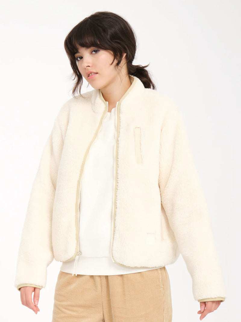 Load image into Gallery viewer, Volcom Women&#39;s Wuzer Fuzzar Sherpa Fleece Cloud B4832302_CLO
