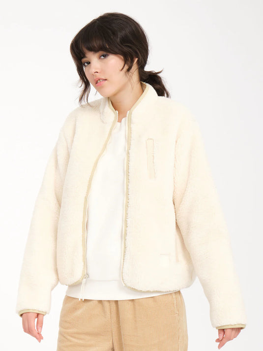 Volcom Women's Wuzer Fuzzar Sherpa Fleece Cloud B4832302_CLO