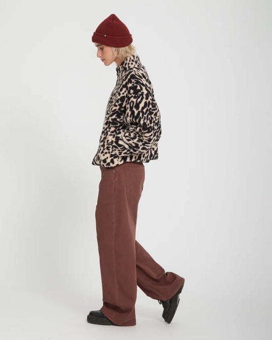 Volcom Women's Wylding Out Sherpa Jacket Animal Print B4832601-ANM