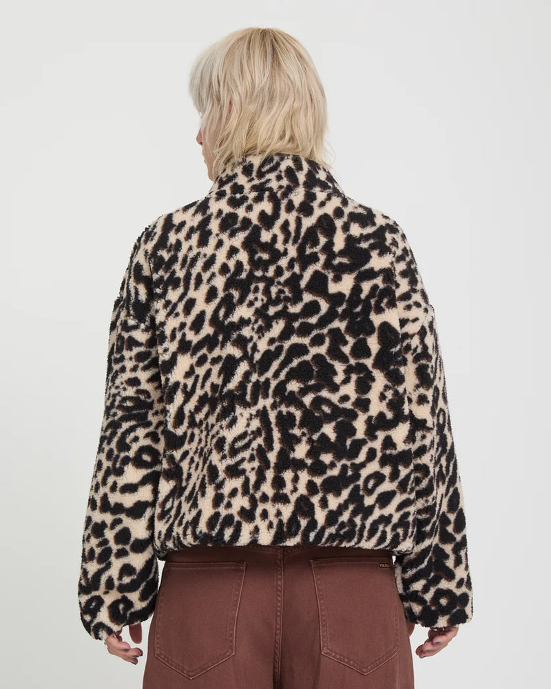 Load image into Gallery viewer, Volcom Women's Wylding Out Sherpa Jacket Animal Print B4832601-ANM
