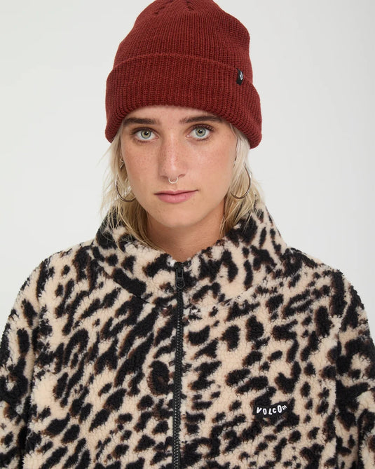 Volcom Women's Wylding Out Sherpa Jacket Animal Print B4832601-ANM