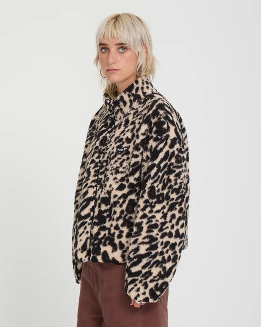 Volcom Women's Wylding Out Sherpa Jacket Animal Print B4832601-ANM
