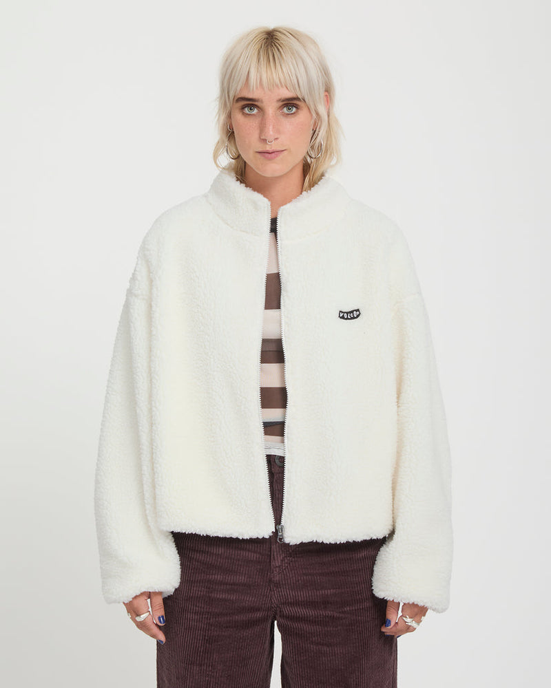 Load image into Gallery viewer, Volcom Women's Wylding Out Sherpa Jacket Off White B4832601-OFF
