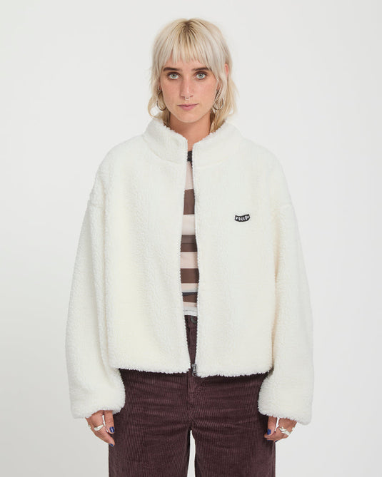 Volcom Women's Wylding Out Sherpa Jacket Off White B4832601-OFF