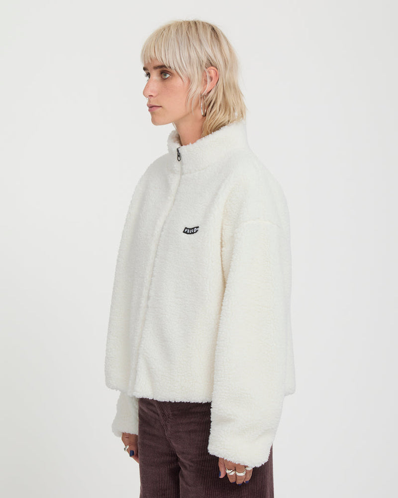 Load image into Gallery viewer, Volcom Women's Wylding Out Sherpa Jacket Off White B4832601-OFF
