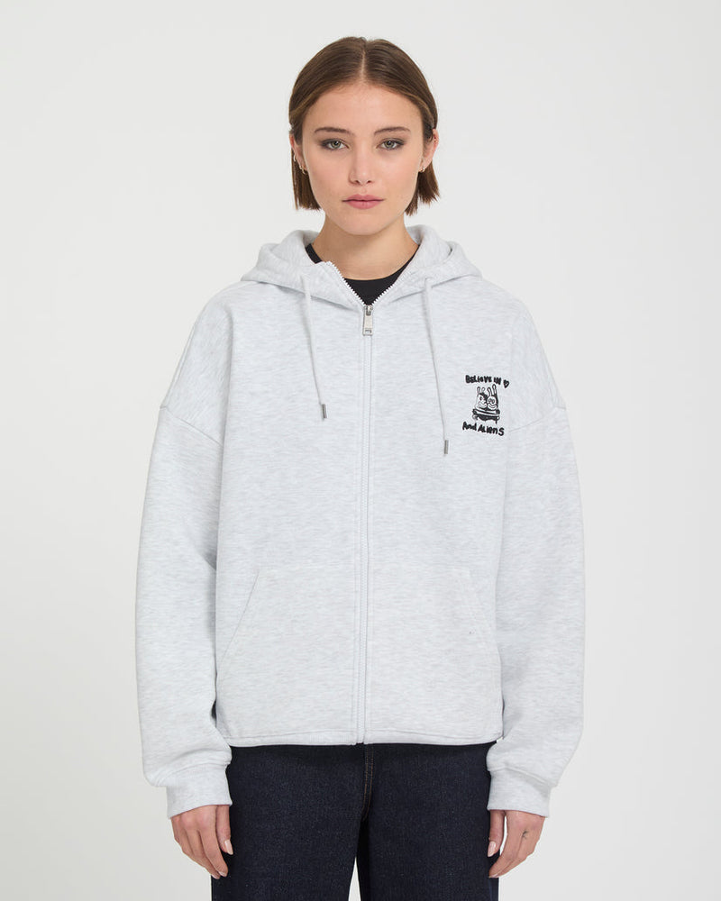 Load image into Gallery viewer, Volcom Women's Ozzy Fleece Zip Hoodie Bone Heather B4832603-BNH
