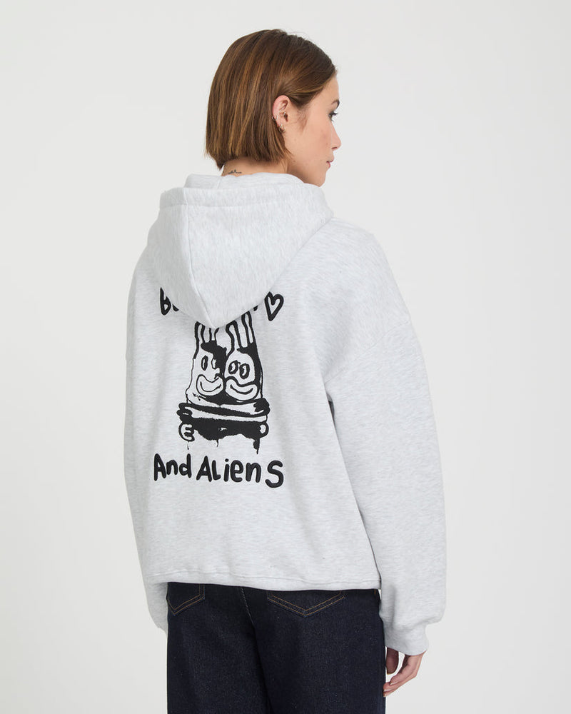 Load image into Gallery viewer, Volcom Women's Ozzy Fleece Zip Hoodie Bone Heather B4832603-BNH
