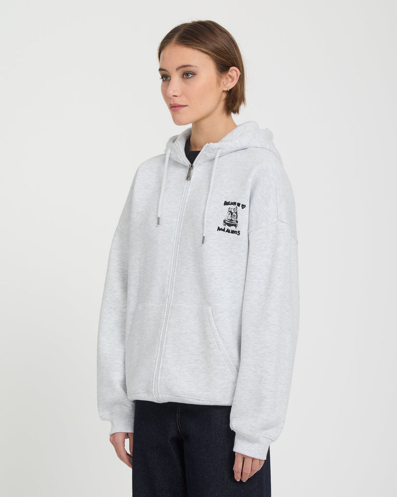 Load image into Gallery viewer, Volcom Women's Ozzy Fleece Zip Hoodie Bone Heather B4832603-BNH
