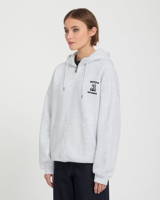 Volcom Women's Ozzy Fleece Zip Hoodie Bone Heather B4832603-BNH