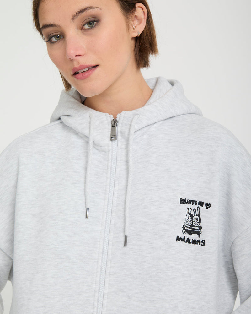 Load image into Gallery viewer, Volcom Women's Ozzy Fleece Zip Hoodie Bone Heather B4832603-BNH
