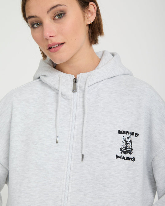 Volcom Women's Ozzy Fleece Zip Hoodie Bone Heather B4832603-BNH
