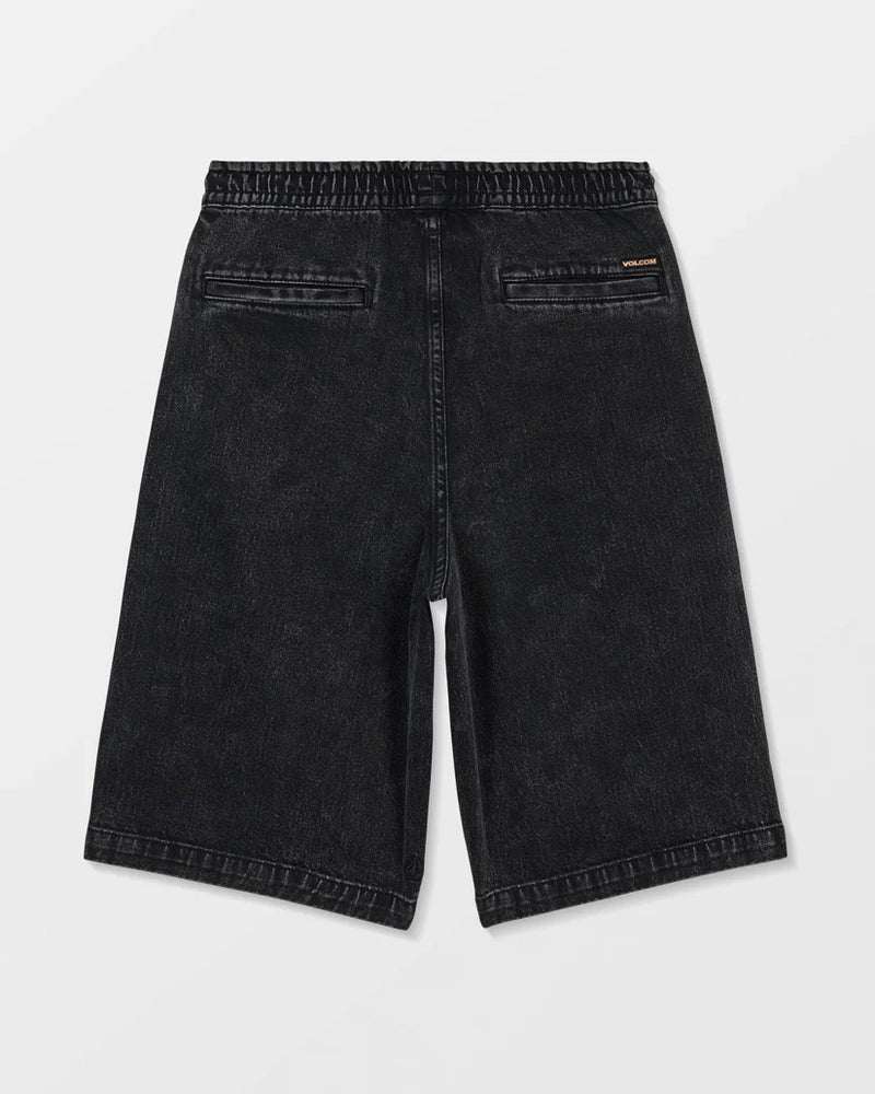 Load image into Gallery viewer, Volcom Kids' Freazy Loose Denim Elasticated Waist Short Blackity Black C2012603_BBK
