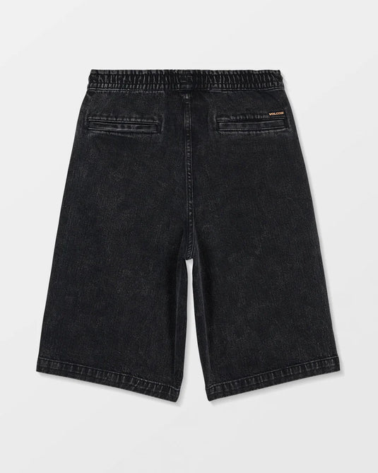 Volcom Kids' Freazy Loose Denim Elasticated Waist Short Blackity Black C2012603_BBK